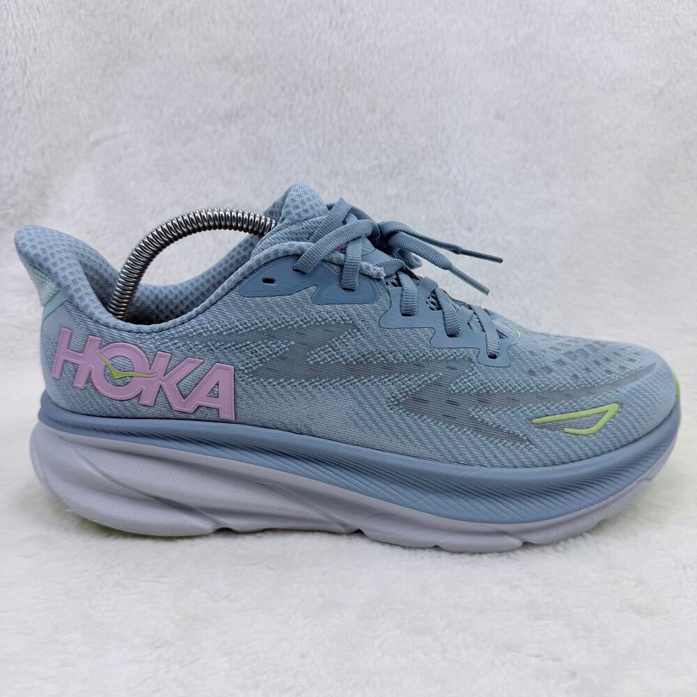 HOKA Clifton 9 Womens Running Shoes Gull Sea Ice Size 10.5 Cushioned Sneakers